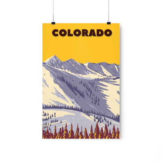 Colorado Poster - Vintage Colorado Print - Snowy Ski Mountain