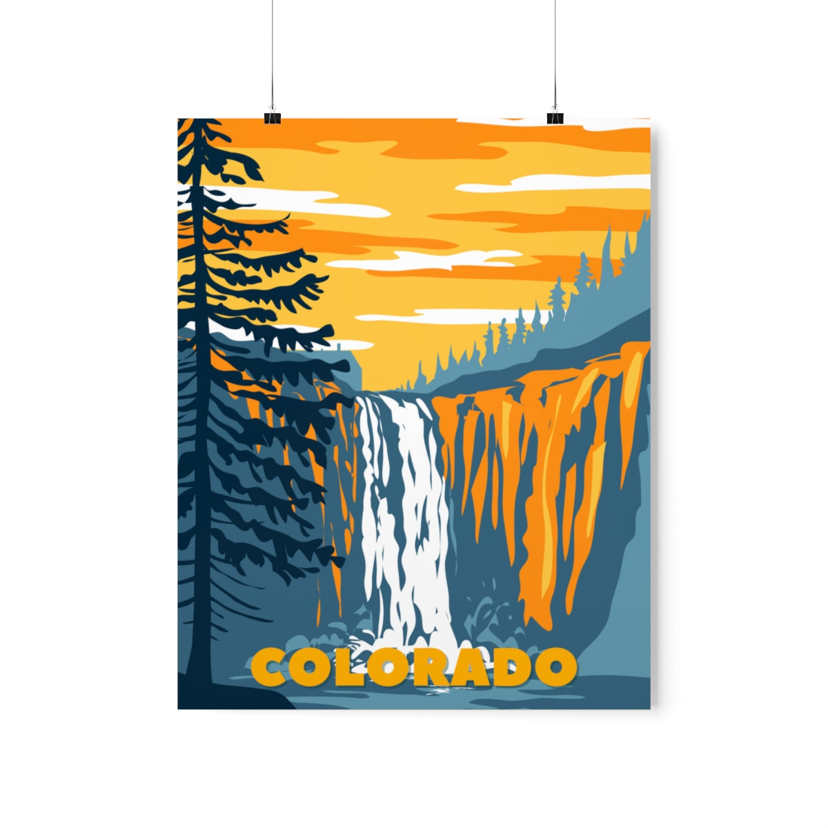 Colorado Poster - Vintage Colorado Poster - Waterfall