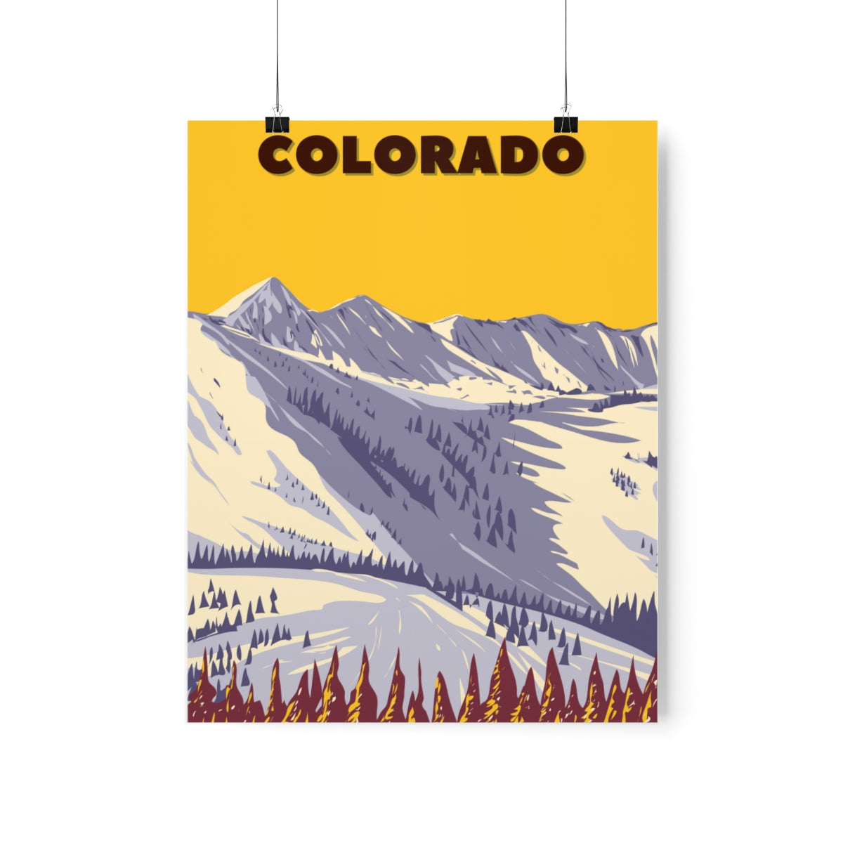 Colorado Poster - Vintage Colorado Print - Snowy Ski Mountain