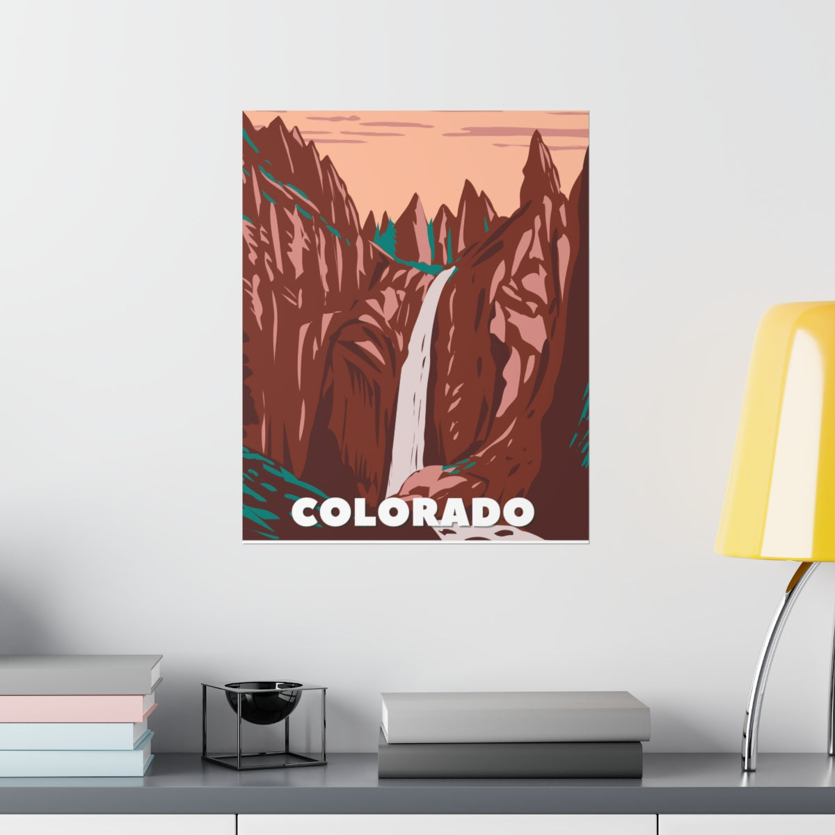 Colorado Poster - Vintage Colorado Print - Mountain Waterfall