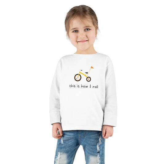 This Is How I Roll Toddler Long Sleeve Tee - Flag Bike