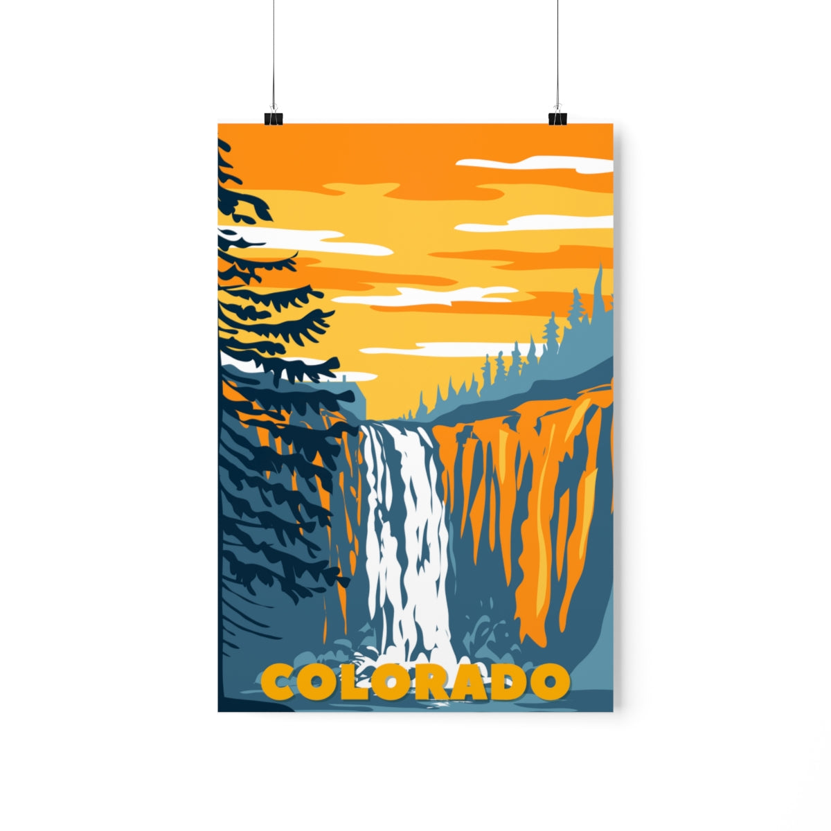 Colorado Poster - Vintage Colorado Poster - Waterfall