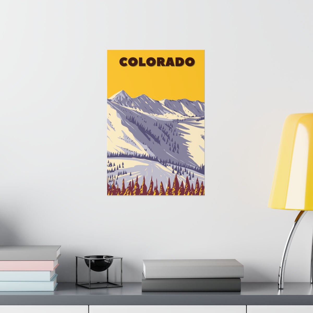 Colorado Poster - Vintage Colorado Print - Snowy Ski Mountain