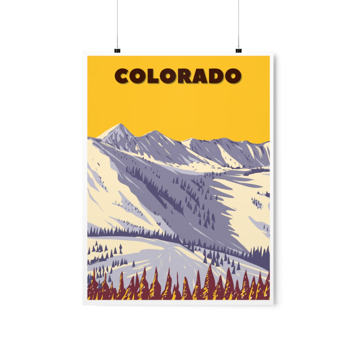 Colorado Poster - Vintage Colorado Print - Snowy Ski Mountain