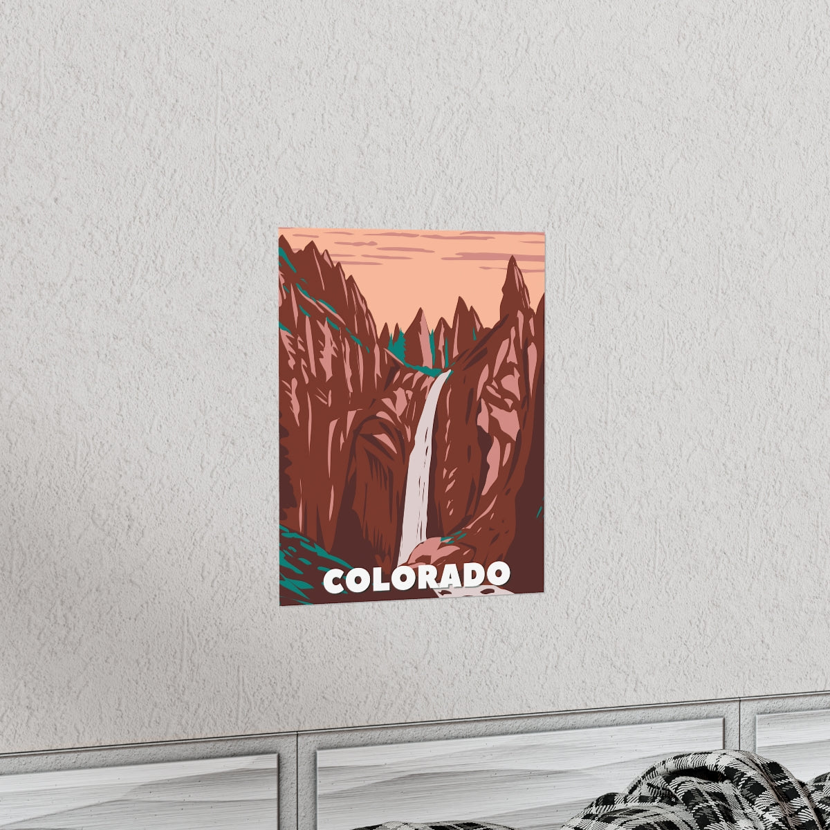 Colorado Poster - Vintage Colorado Print - Mountain Waterfall