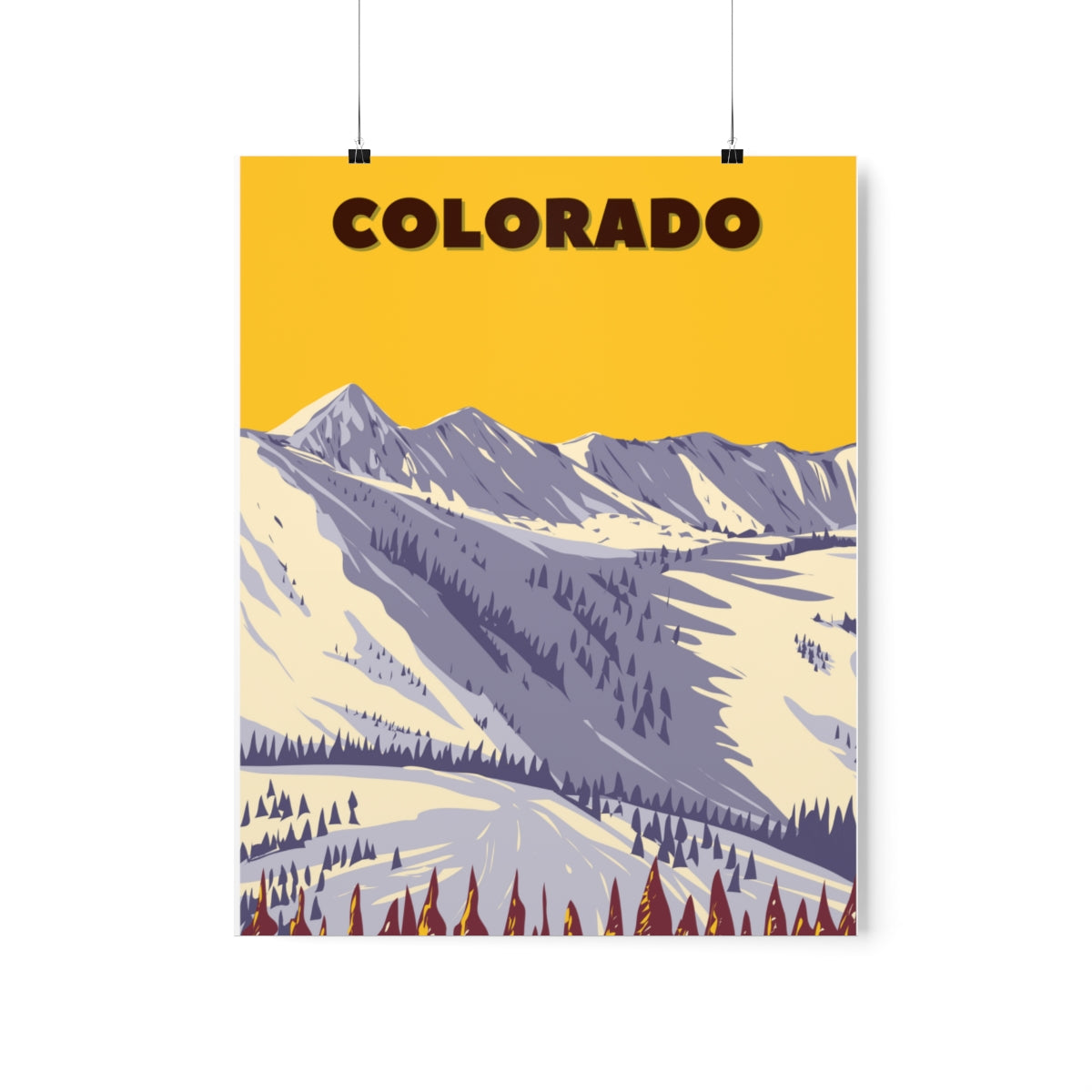 Colorado Poster - Vintage Colorado Print - Snowy Ski Mountain