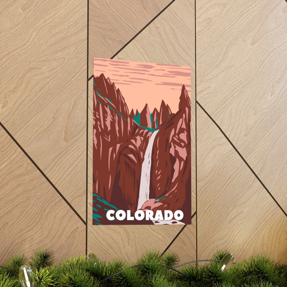 Colorado Poster - Vintage Colorado Print - Mountain Waterfall