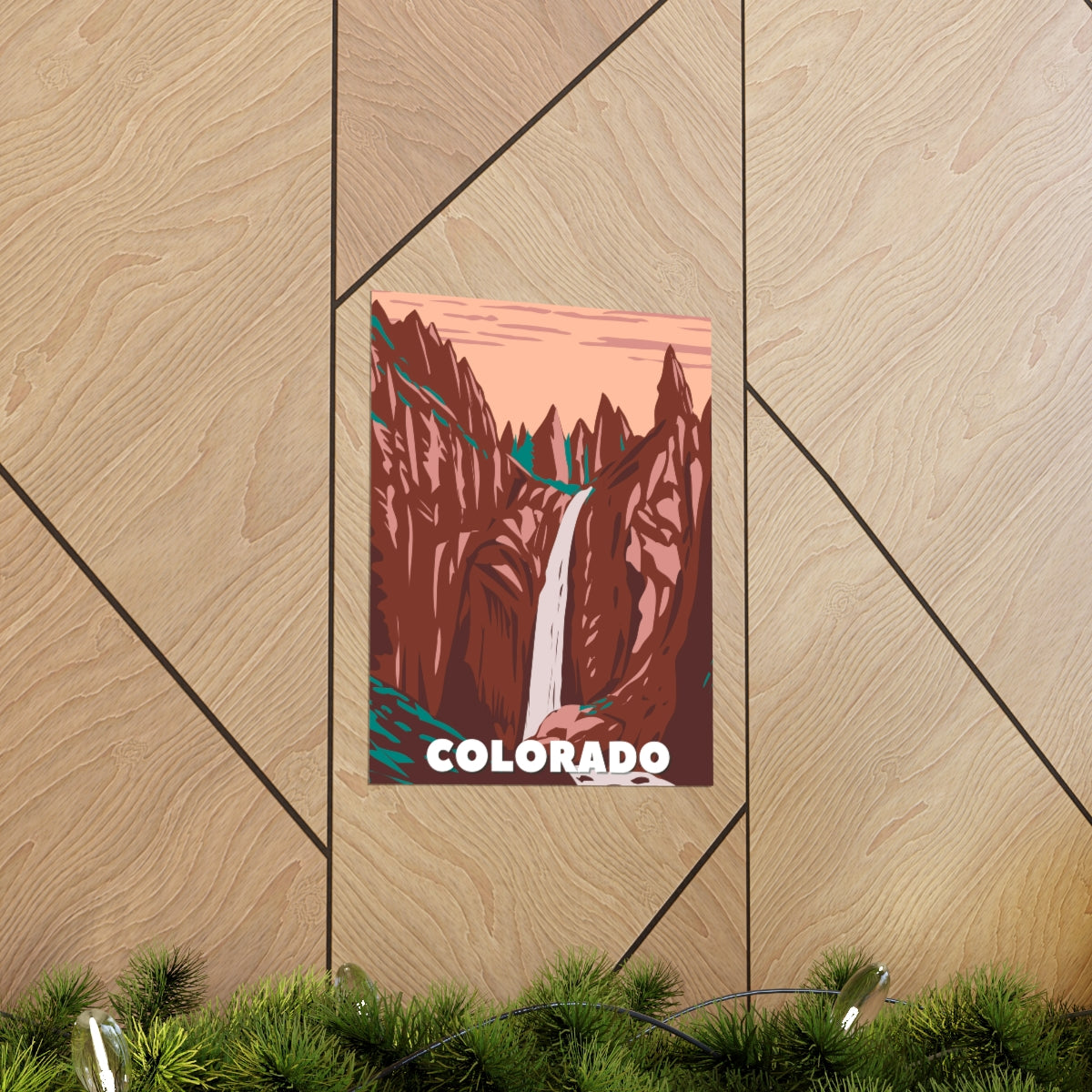 Colorado Poster - Vintage Colorado Print - Mountain Waterfall