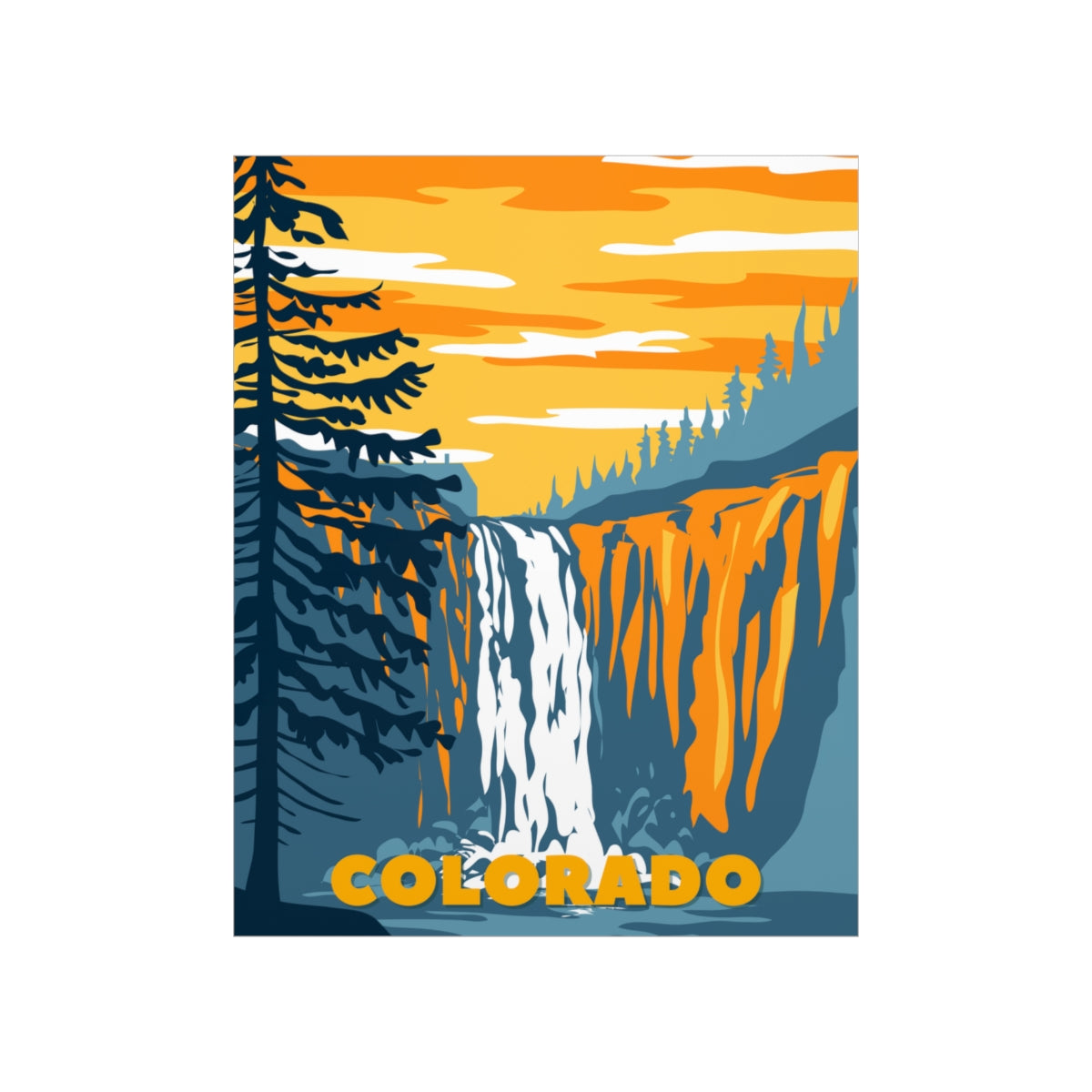 Colorado Poster - Vintage Colorado Poster - Waterfall