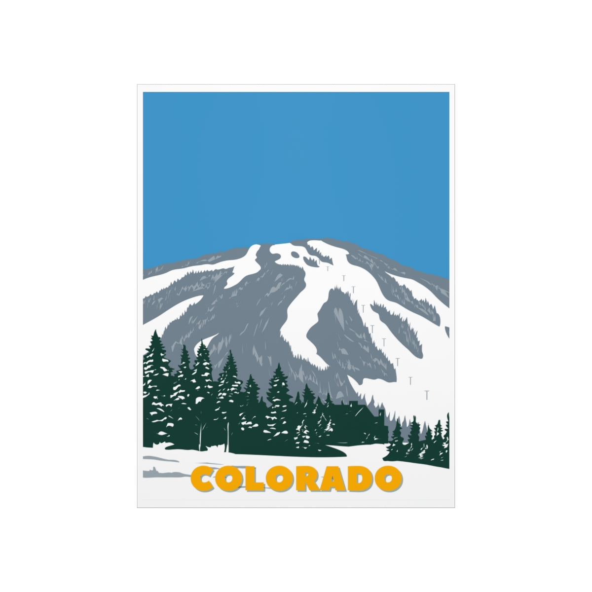 Colorado Poster - Vintage Colorado Poster - Blue Sky Ski Mountain