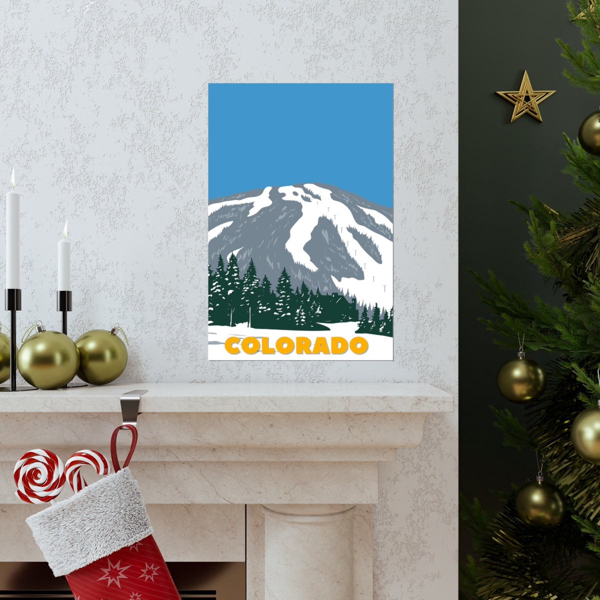 Colorado Poster - Vintage Colorado Poster - Blue Sky Ski Mountain