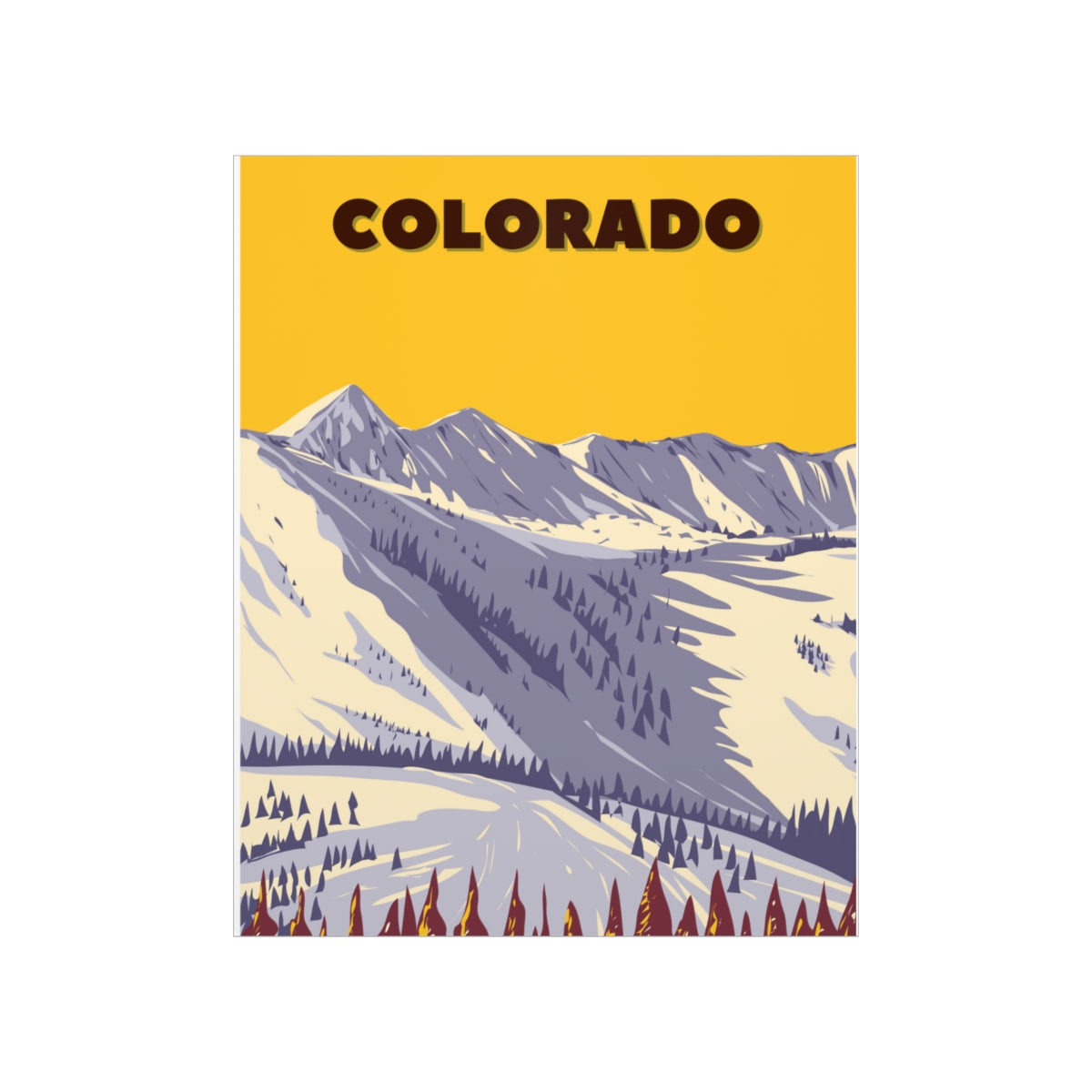 Colorado Poster - Vintage Colorado Print - Snowy Ski Mountain