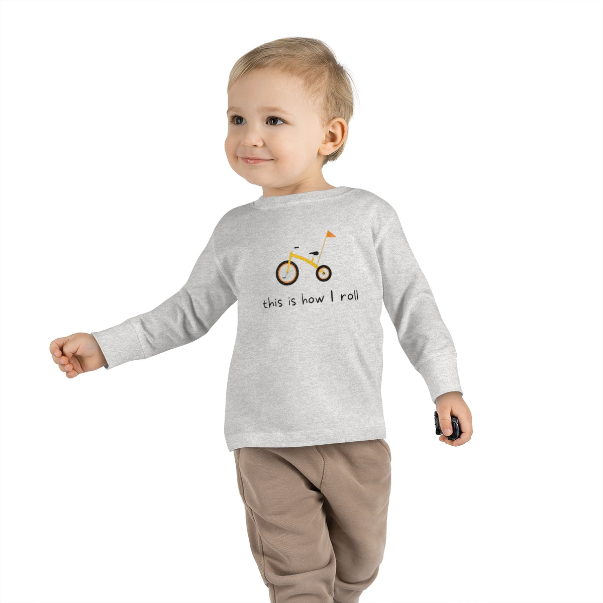 This Is How I Roll Toddler Long Sleeve Tee - Flag Bike