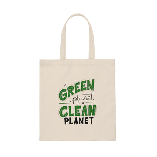 Green & Clean Planet Canvas Tote Bag