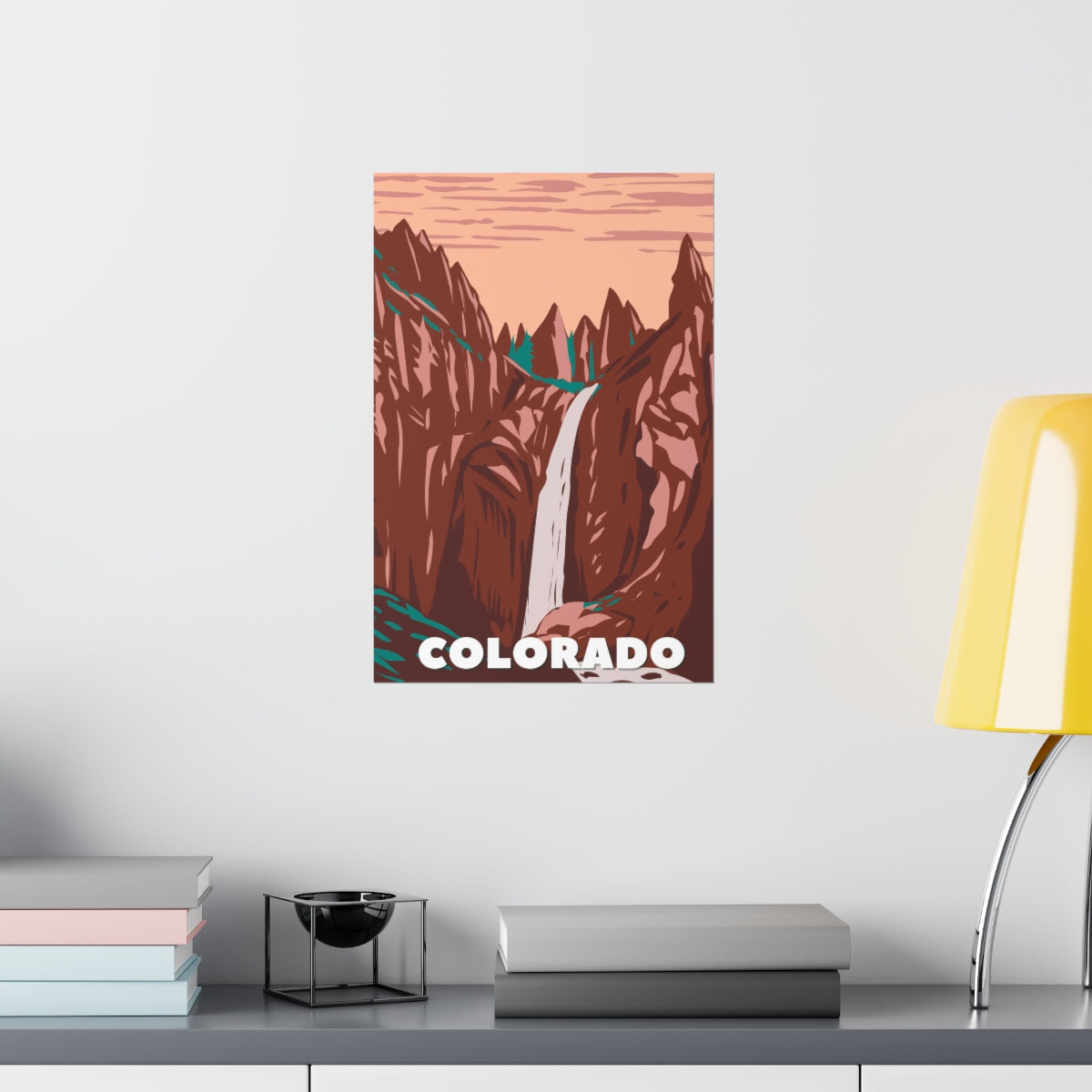 Colorado Poster - Vintage Colorado Print - Mountain Waterfall