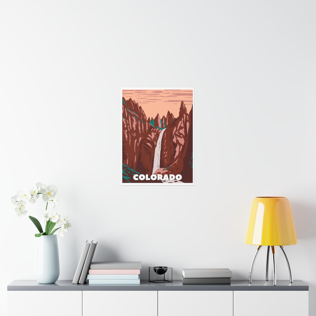 Colorado Poster - Vintage Colorado Print - Mountain Waterfall