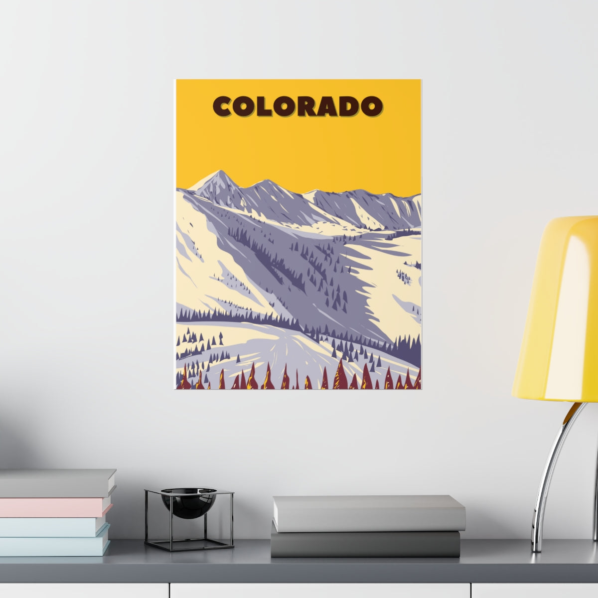 Colorado Poster - Vintage Colorado Print - Snowy Ski Mountain