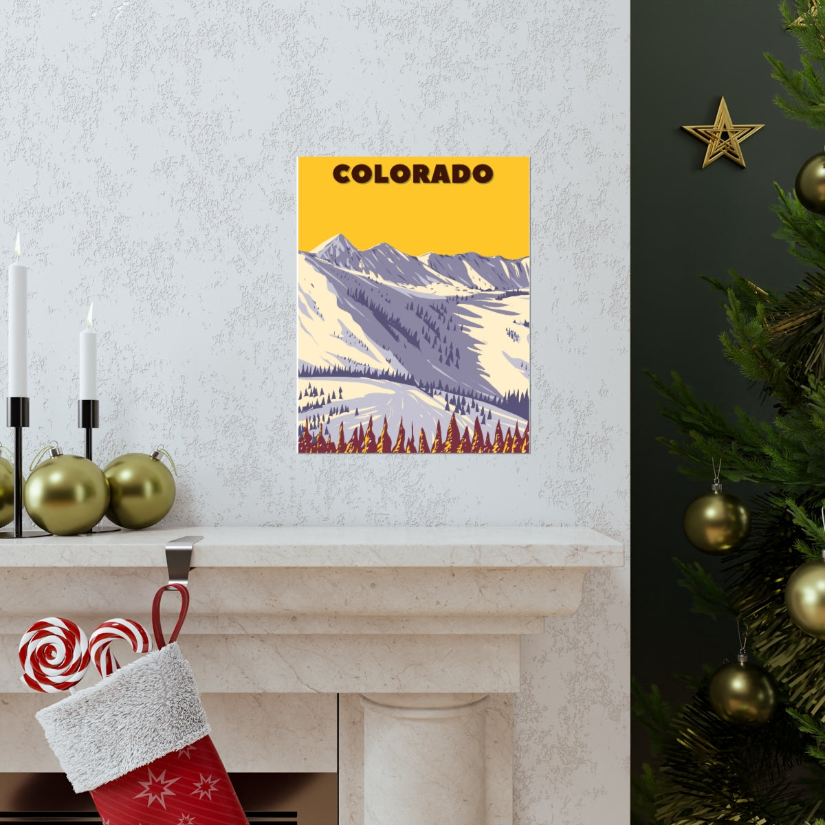 Colorado Poster - Vintage Colorado Print - Snowy Ski Mountain