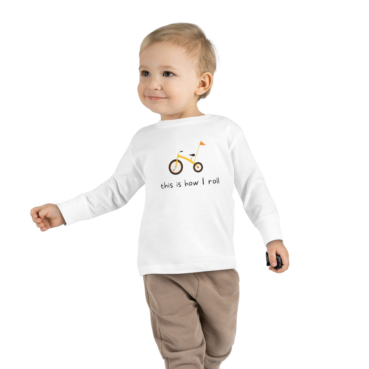 This Is How I Roll Toddler Long Sleeve Tee - Flag Bike