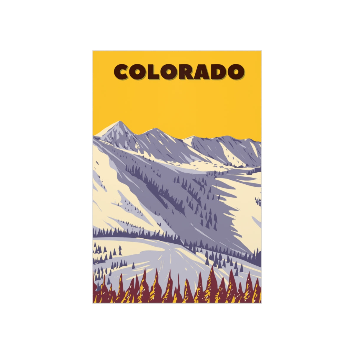 Colorado Poster - Vintage Colorado Print - Snowy Ski Mountain