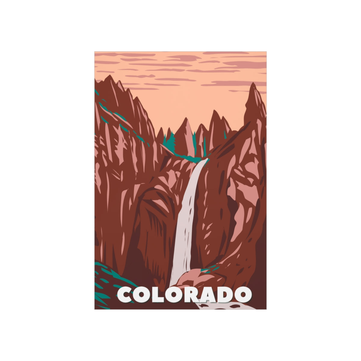 Colorado Poster - Vintage Colorado Print - Mountain Waterfall