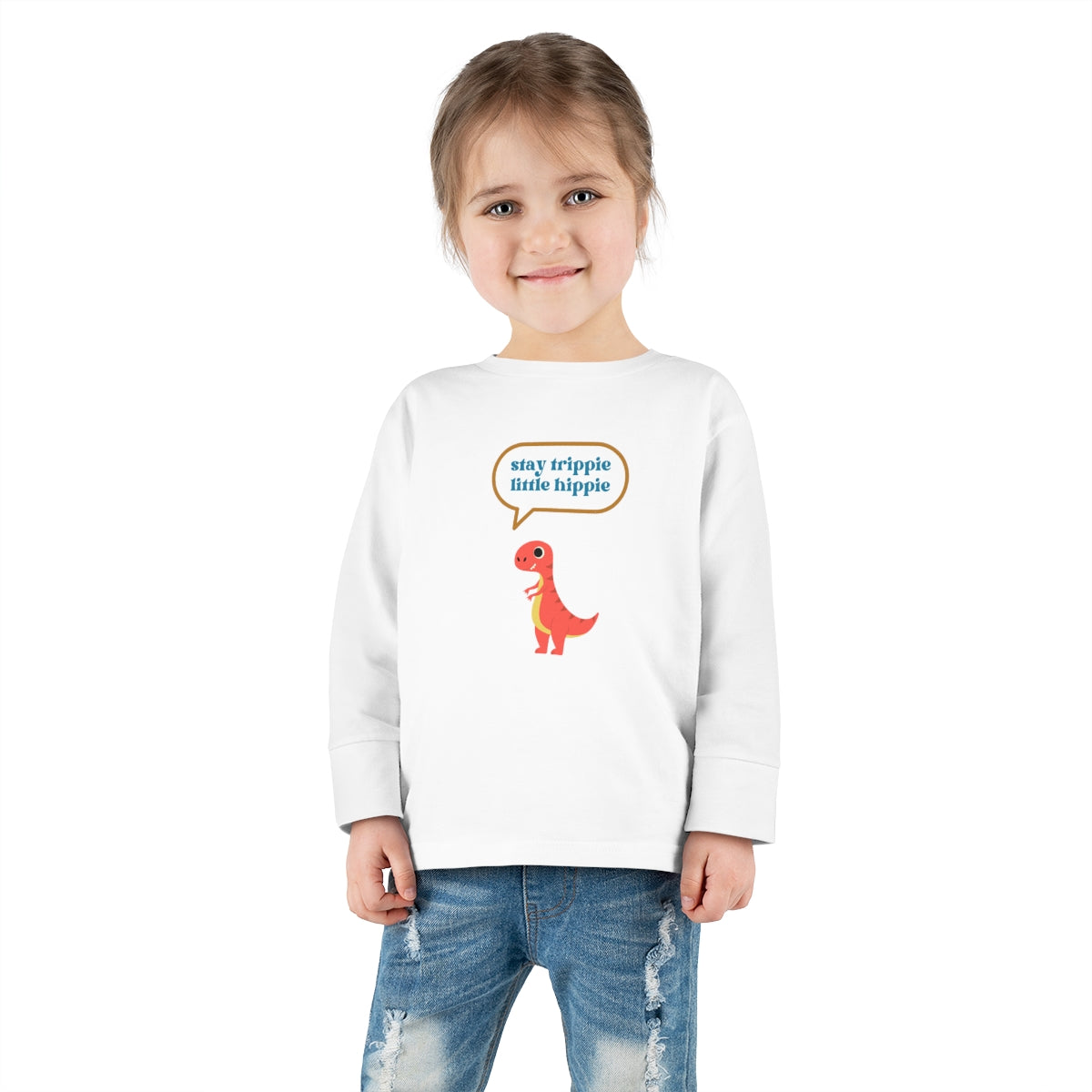 Stay Trippie Little Hippie Dinosaur Toddler Long Tee