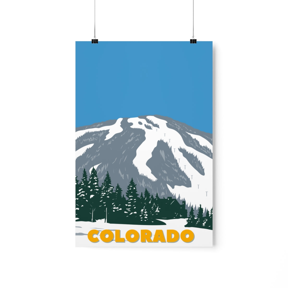 Colorado Poster - Vintage Colorado Poster - Blue Sky Ski Mountain