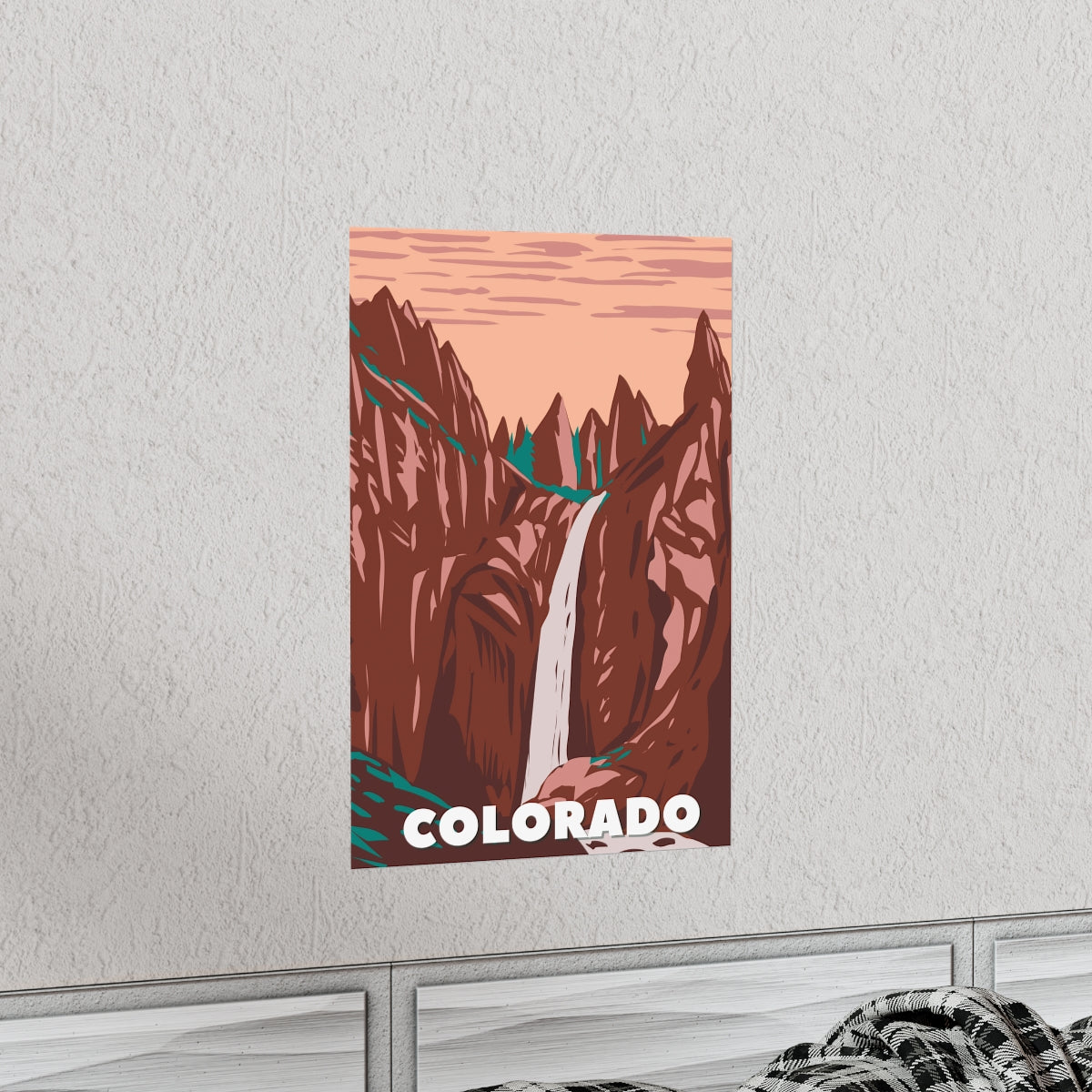 Colorado Poster - Vintage Colorado Print - Mountain Waterfall