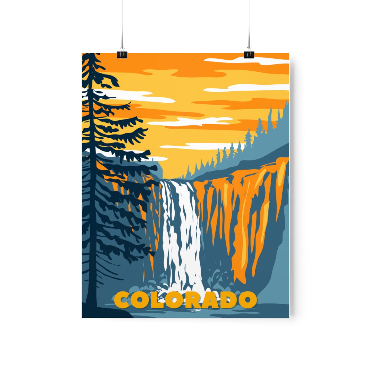 Colorado Poster - Vintage Colorado Poster - Waterfall