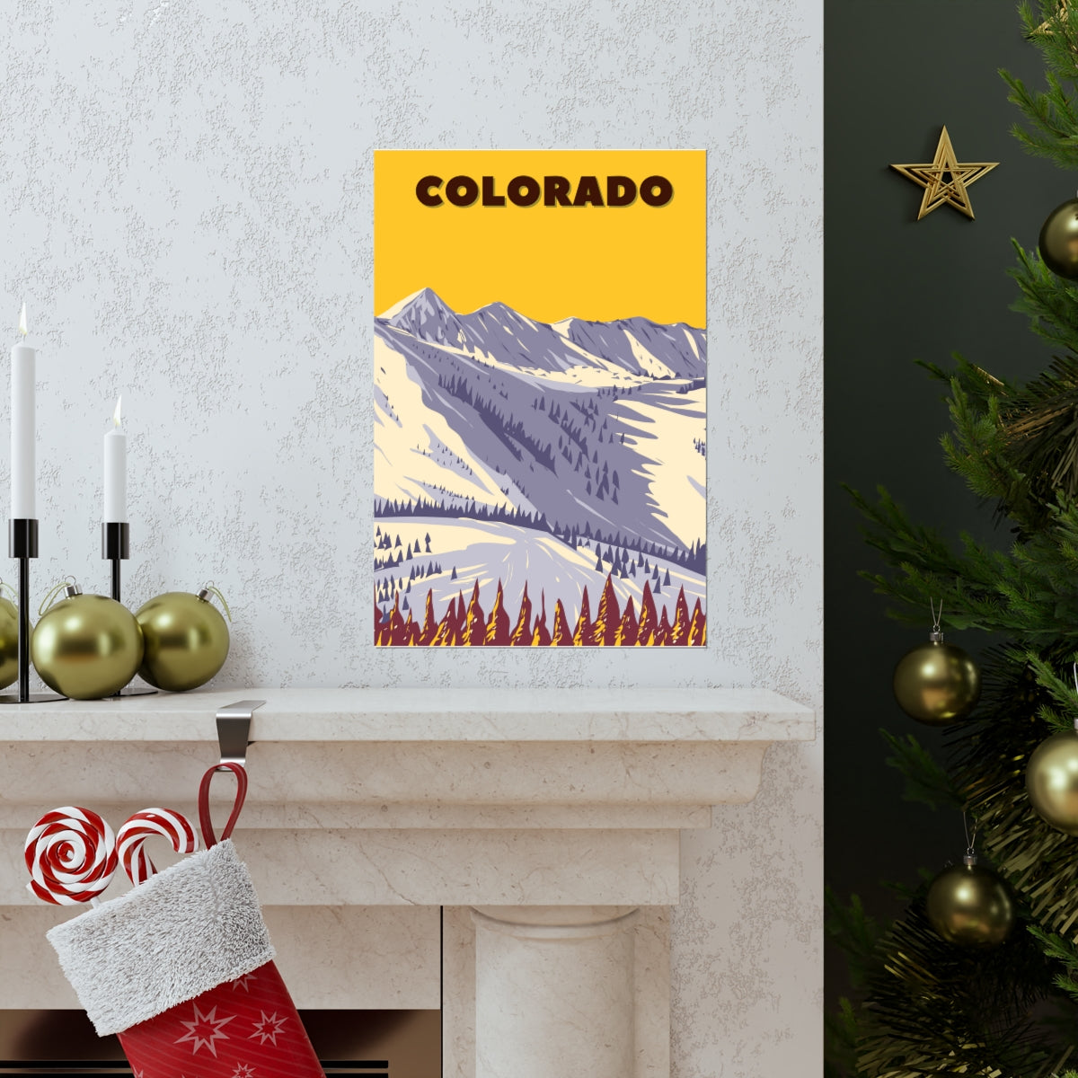 Colorado Poster - Vintage Colorado Print - Snowy Ski Mountain