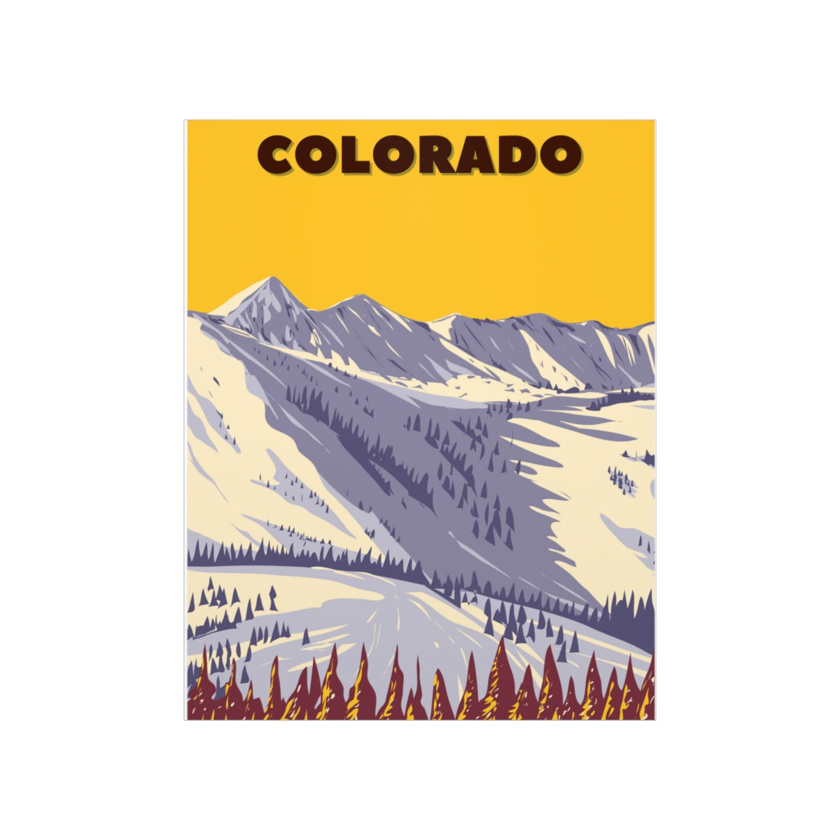 Colorado Poster - Vintage Colorado Print - Snowy Ski Mountain