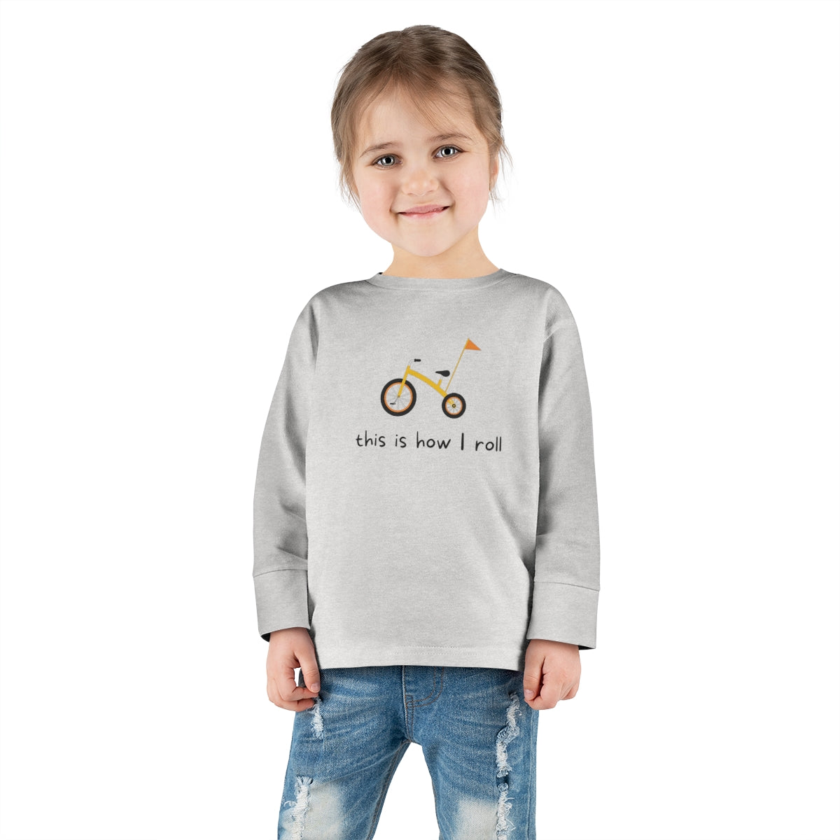 This Is How I Roll Toddler Long Sleeve Tee - Flag Bike