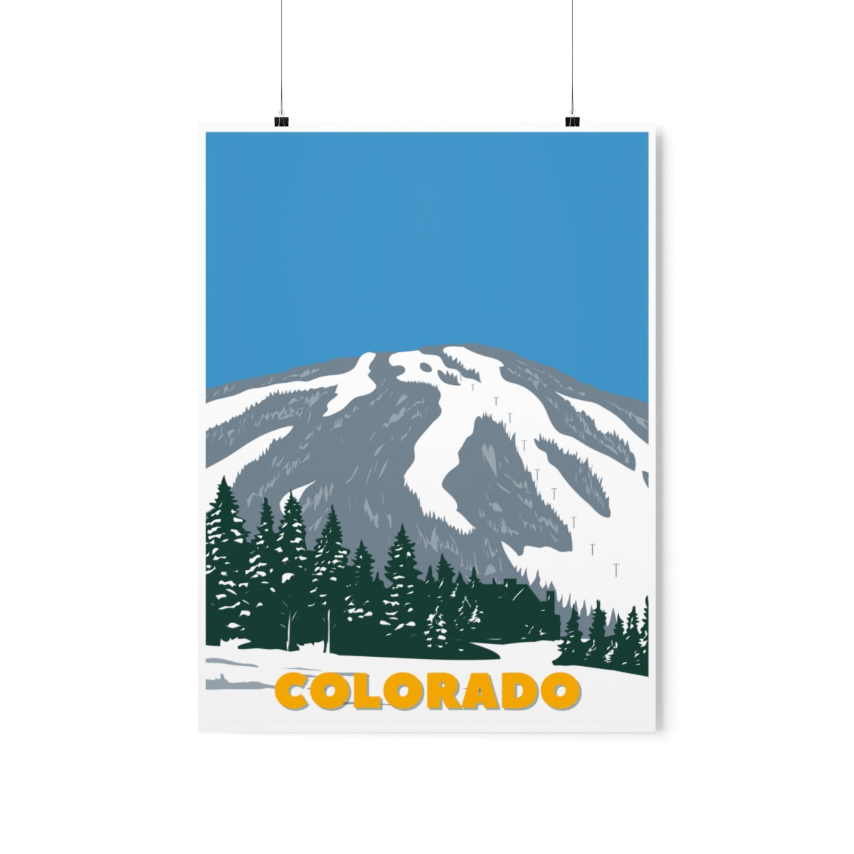 Colorado Poster - Vintage Colorado Poster - Blue Sky Ski Mountain