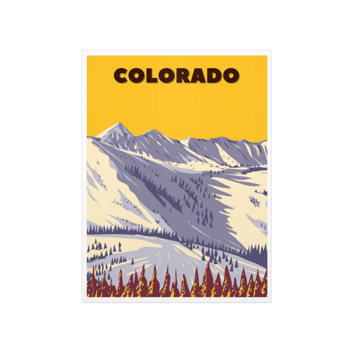 Colorado Poster - Vintage Colorado Print - Snowy Ski Mountain