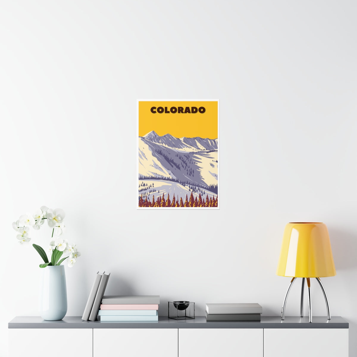 Colorado Poster - Vintage Colorado Print - Snowy Ski Mountain