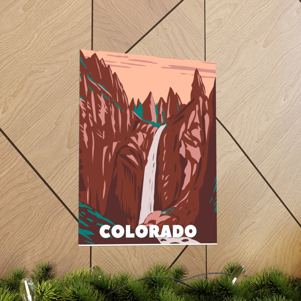 Colorado Poster - Vintage Colorado Print - Mountain Waterfall